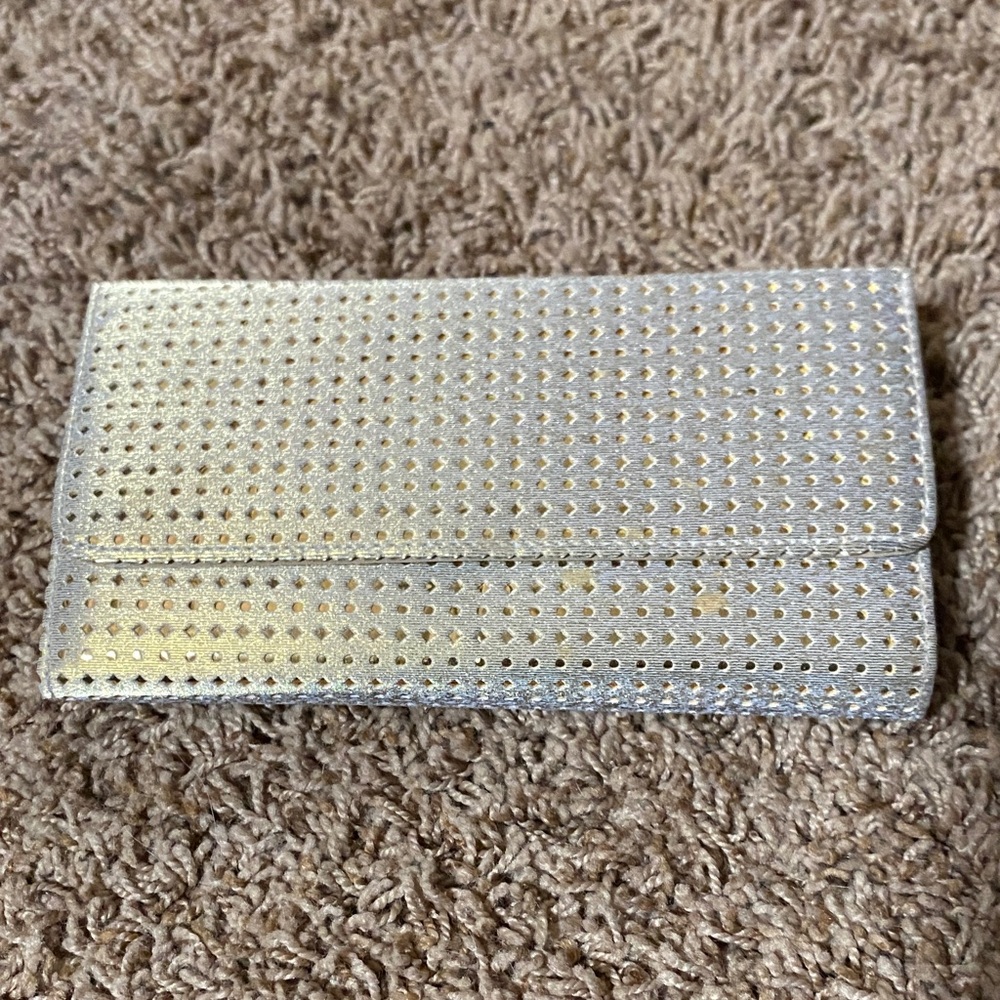 Silver Perforated Clutch